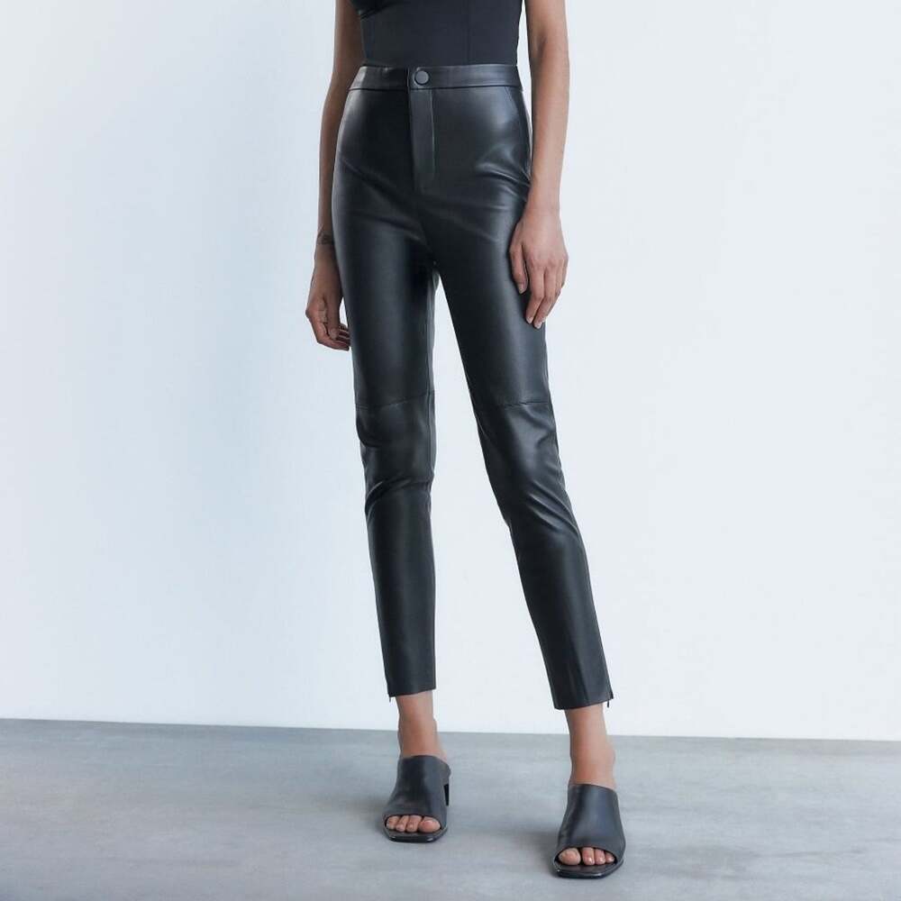 ZARA Black High Rise Faux Leather Leggings